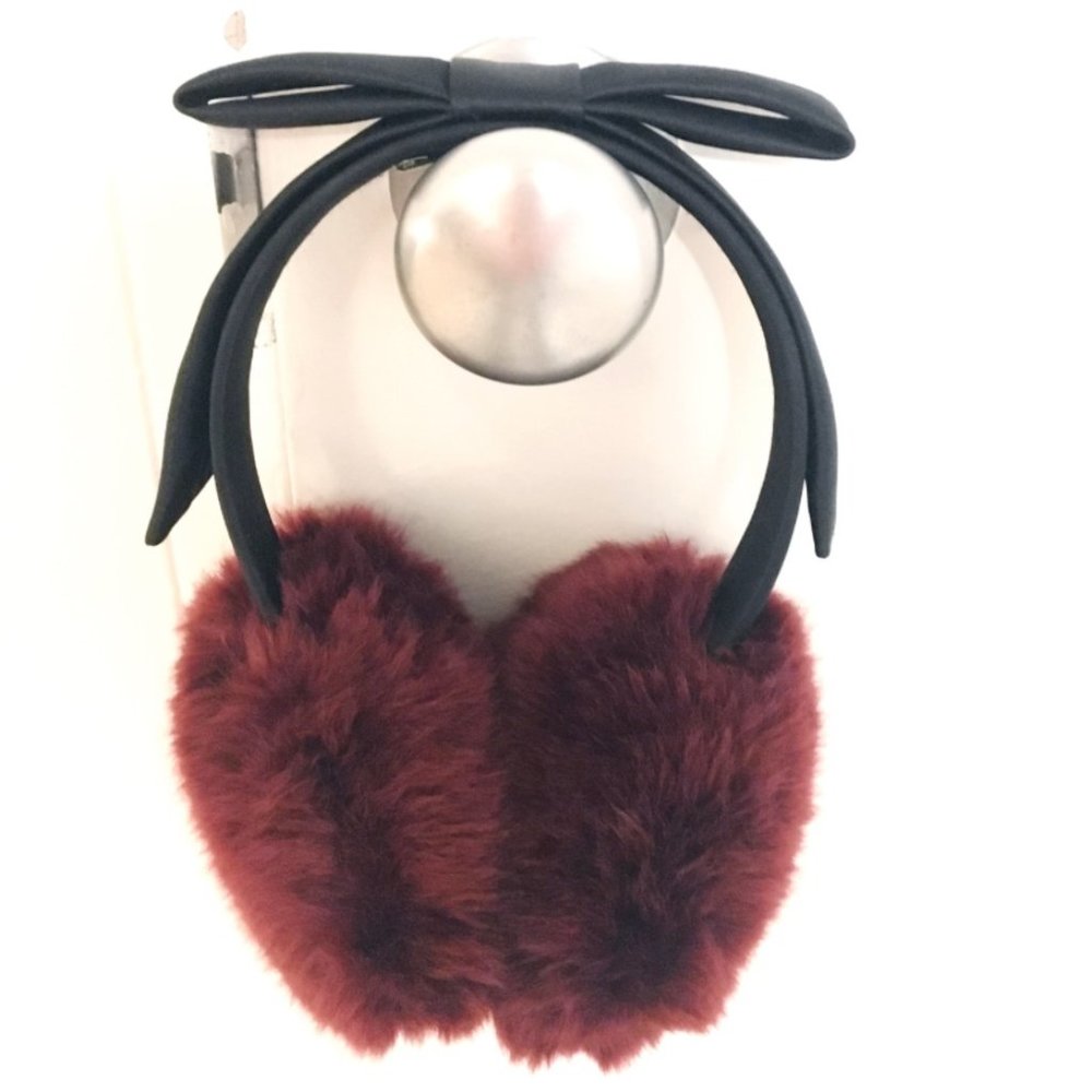 Kate Spade Faux Fur Satin Bow Ear Muffs